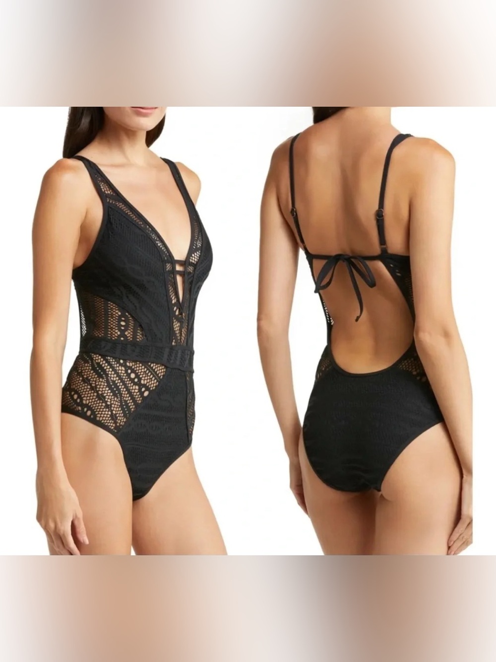 BECCA Black Lace One-Piece Swimsuit